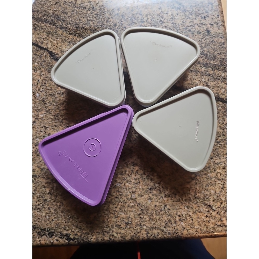 Set of 4 Vintage Tupperware Pie Piece Slice Wedge Containers Keepers With Lids - Picture 2 of 5